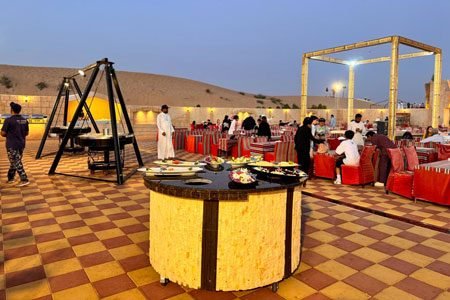 People having dinner in desert